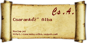 Csarankó Alba névjegykártya